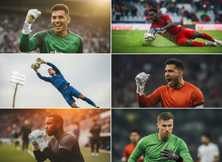 Soccer goalkeepers in action wearing pro-level gloves for extreme grip and performance on the pitch